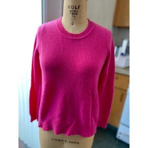 Oats Cashmere Fuchsia Pink 100% Cashmere Crew Neck Long Sleeve Sweater Size M